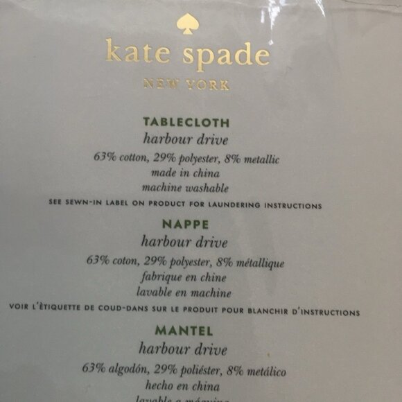 Kate Spade Harbour Drive Silver Tablecloth 60" X 102" NEW - Picture 5 of 9